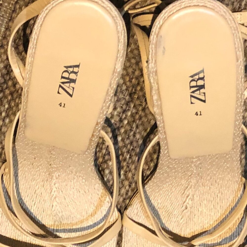 Zara Cream Strappy Square-Toe Sandals - Picture 10 of 11